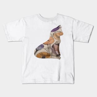 Floral pretty kitty- watercolor painting Kids T-Shirt